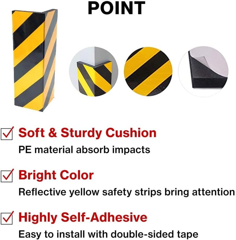 Japard Garage Wall Protector for Car Doors, 4 Pack 15.7" x 9.8" Foam Wall Guard for Parking Garages, Foam Edge Protector, Protect Your Car, Garage Corner Edge and Bumpers Corner Guards - Image 3
